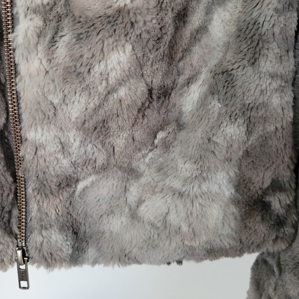 CAbi Gray Faux Fur Evening Bomber Jacket Size M - Picture 7 of 11